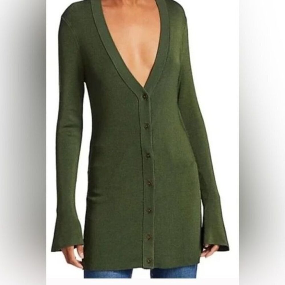 L'Agence Lucas Rib Knit Long Cardigan Front Button Long Sleeve Women's Size XS i